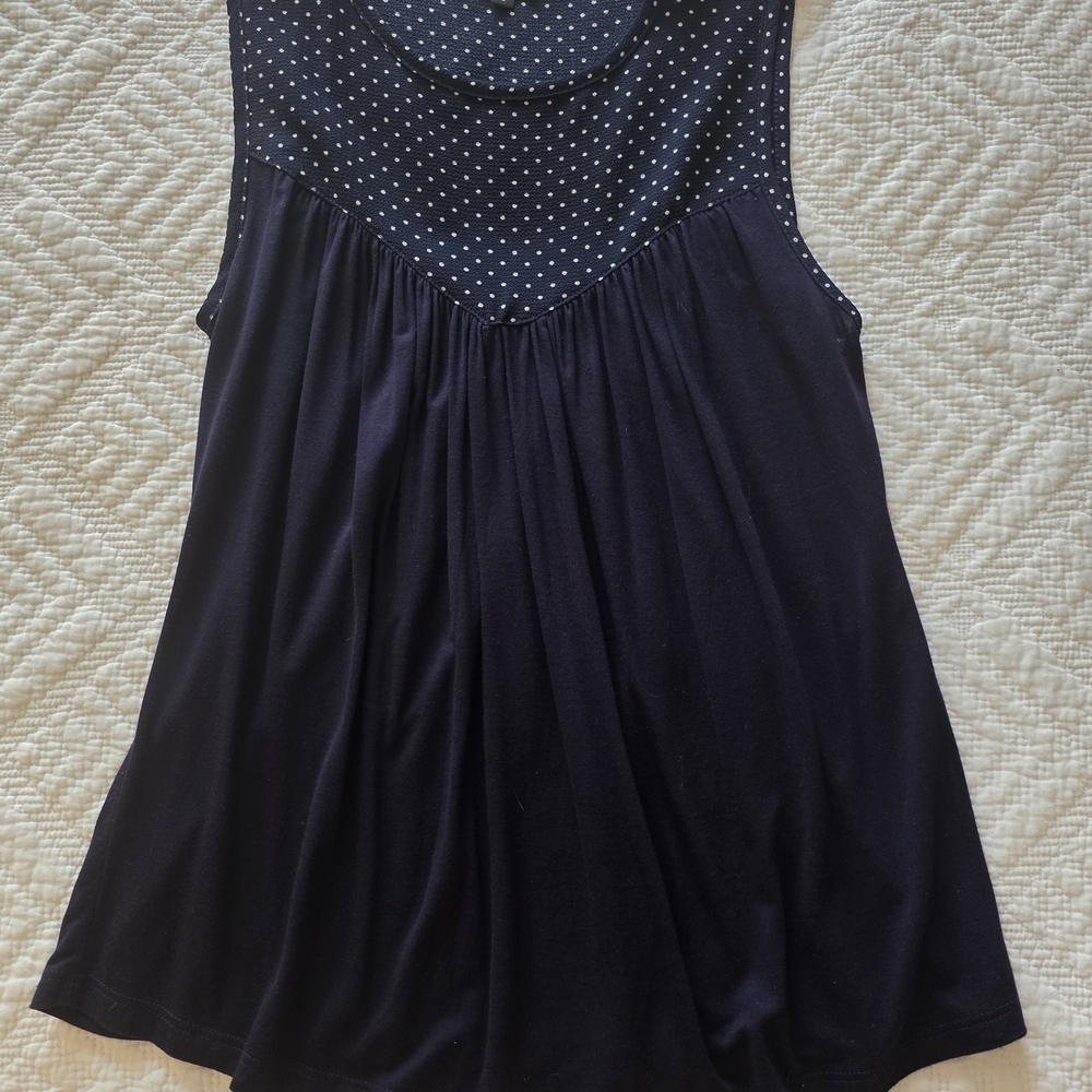Women's Navy Polka Dot Sleeveless Top